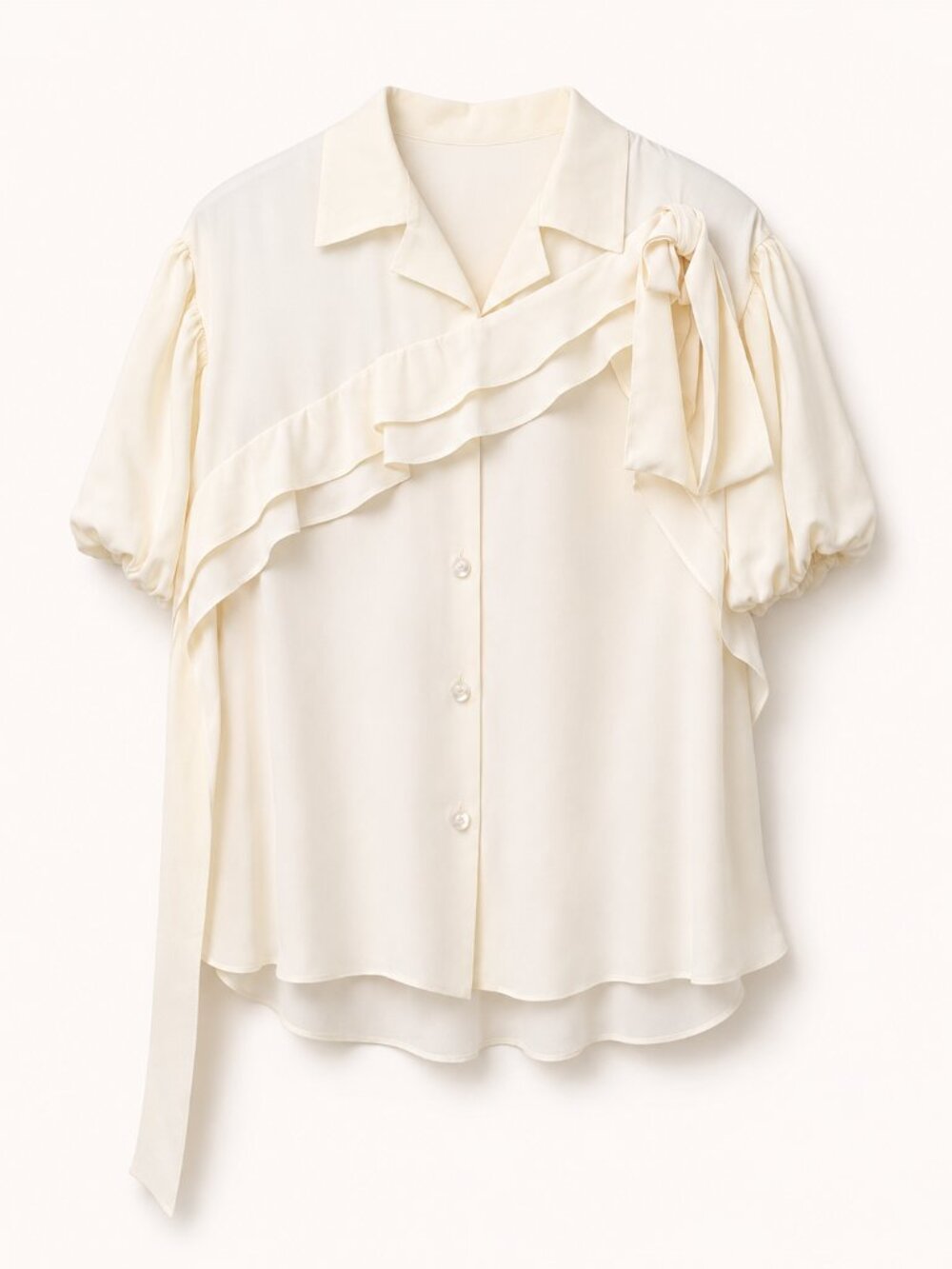 Simone Rocha Cropped Puff Sleeve Bow Sash Shirt